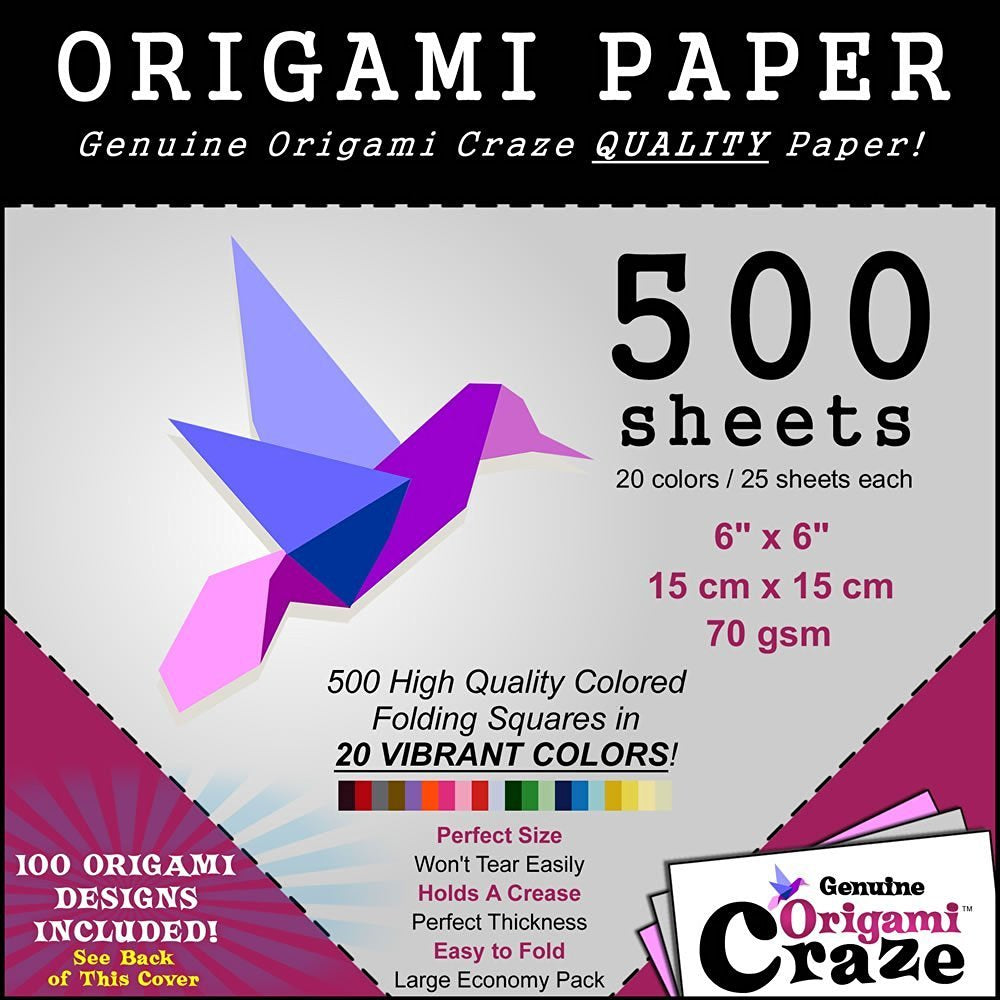 Origami Paper 200 Sheets - Colored Paper for Arts and Crafts - 2-Inch Origami Square Sheets - 20 Vibrant Colors for Paper Craft - 100 Design E-Book