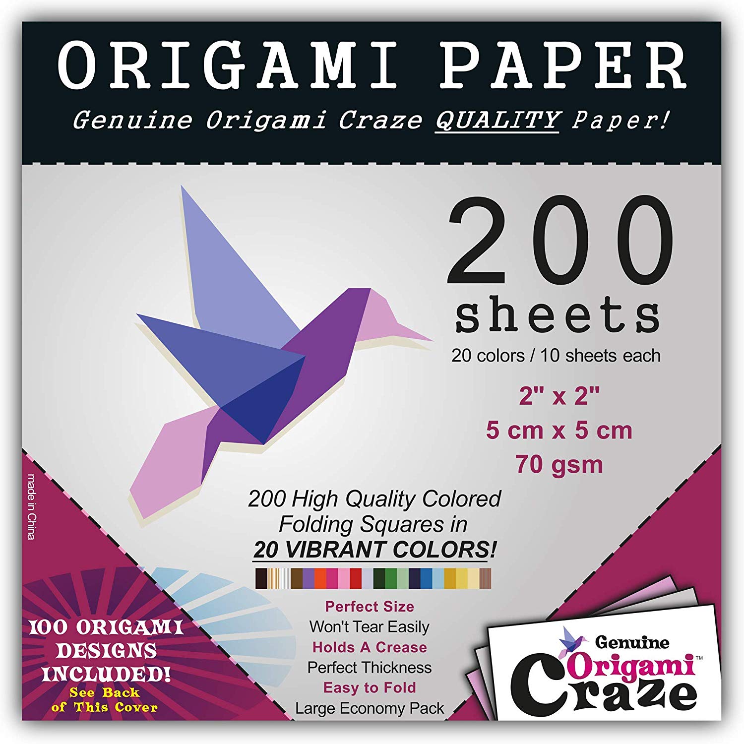 Origami Paper 500 Sheets Premium Quality for Arts and Crafts 6 Square  Sheets 20 Vibrant Colours Same Colour on Both Sides 100 Design Ebook  Included